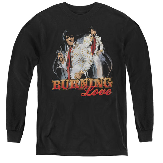 Elvis Presley Burning Love Long Sleeve Kids Youth T Shirt Black