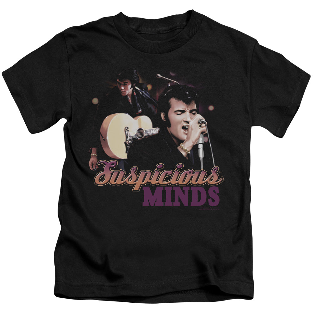 Elvis Presley Suspicious Minds Juvenile Kids Youth T Shirt Black 