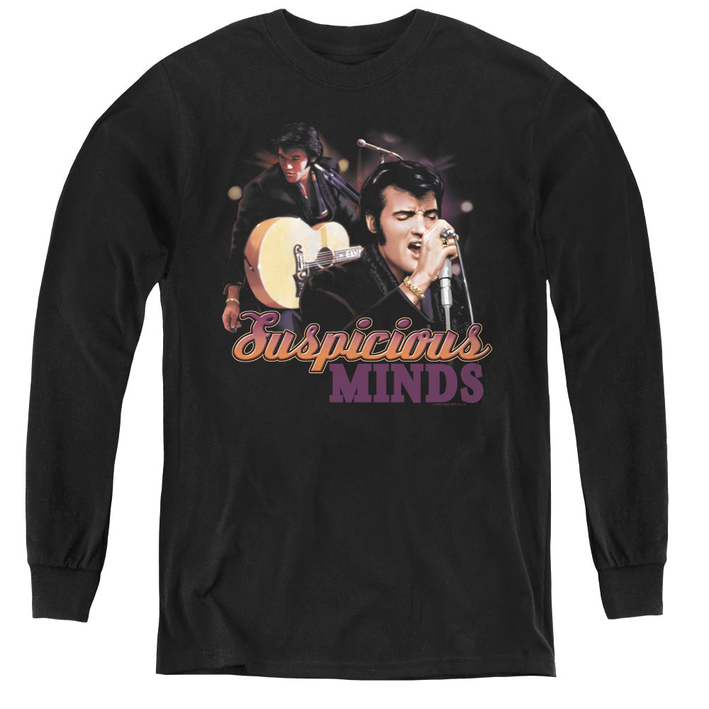 Elvis Presley Suspicious Minds Long Sleeve Kids Youth T Shirt Black