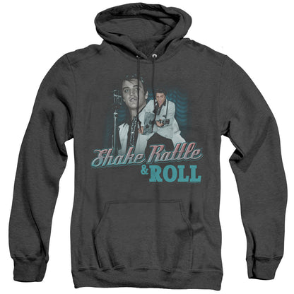 Elvis Presley Shake Rattle & Roll Mens Heather Hoodie Black Officially Licensed