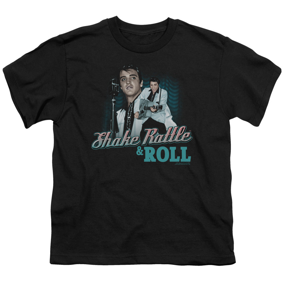 Elvis Presley Shake Rattle & Roll Kids Youth T Shirt Black