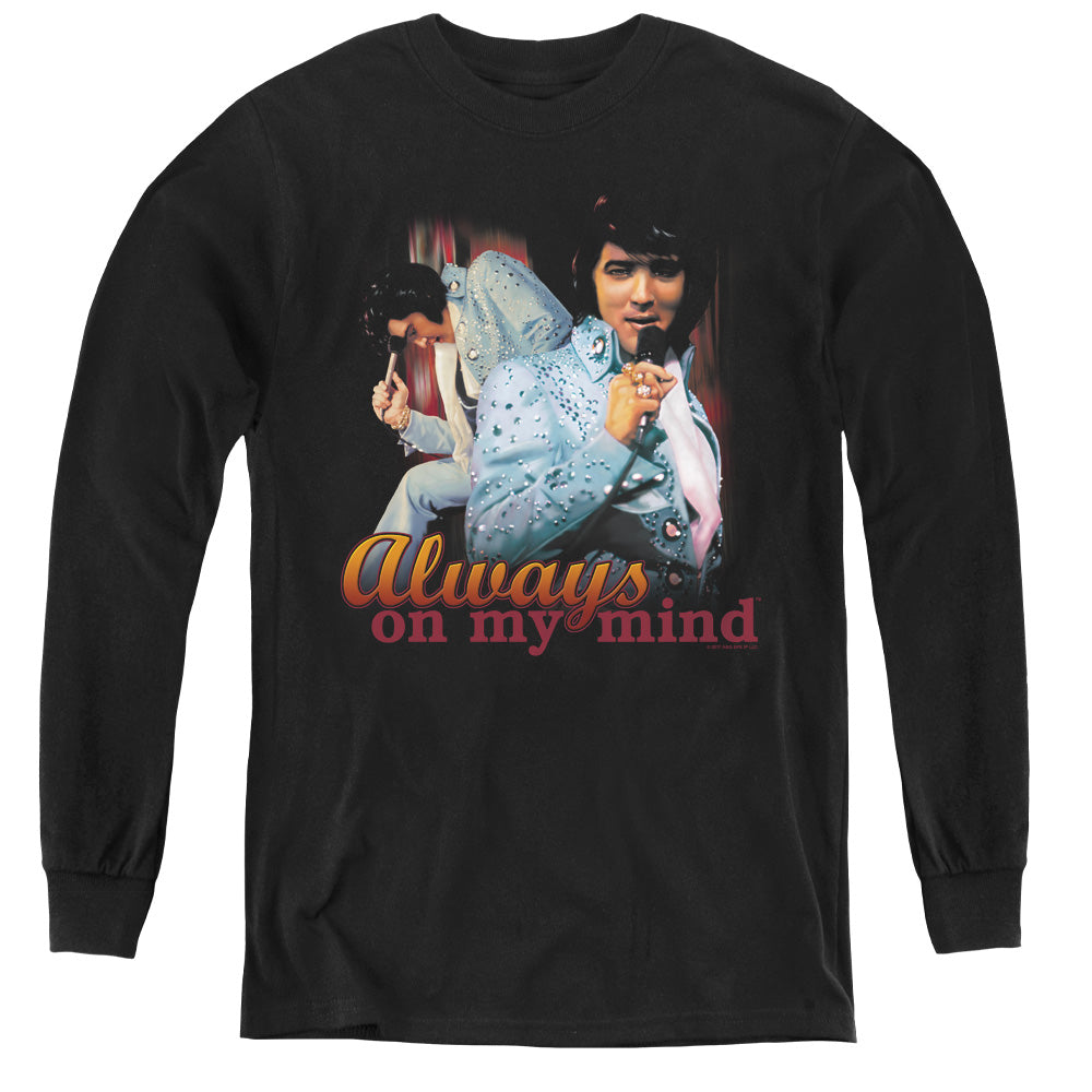 Elvis Presley Always on My Mind Long Sleeve Kids Youth T Shirt Black