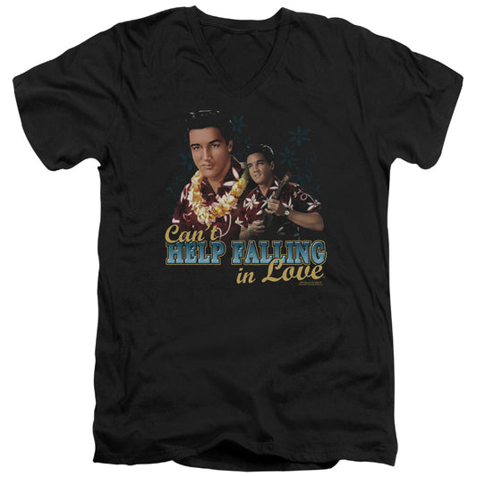 Elvis Presley Cant Help Falling Mens Slim Fit V-Neck T Shirt Black