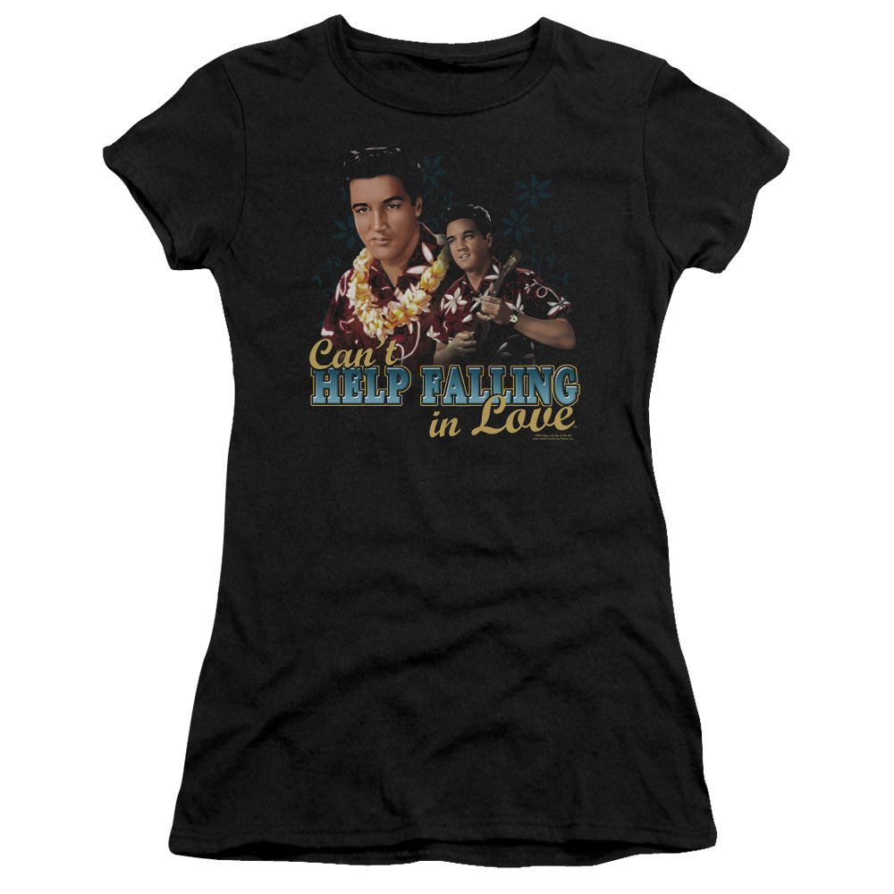 Elvis Presley Cant Help Falling Junior Sheer Cap Sleeve Womens T Shirt Black