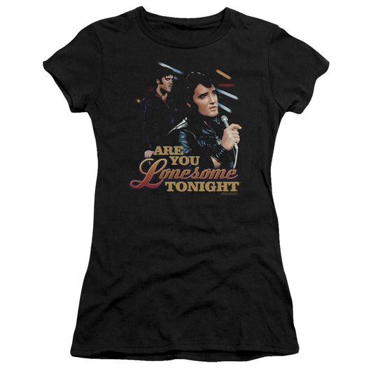 Elvis Presley Are You Lonesome Junior Sheer Cap Sleeve Womens T Shirt Black