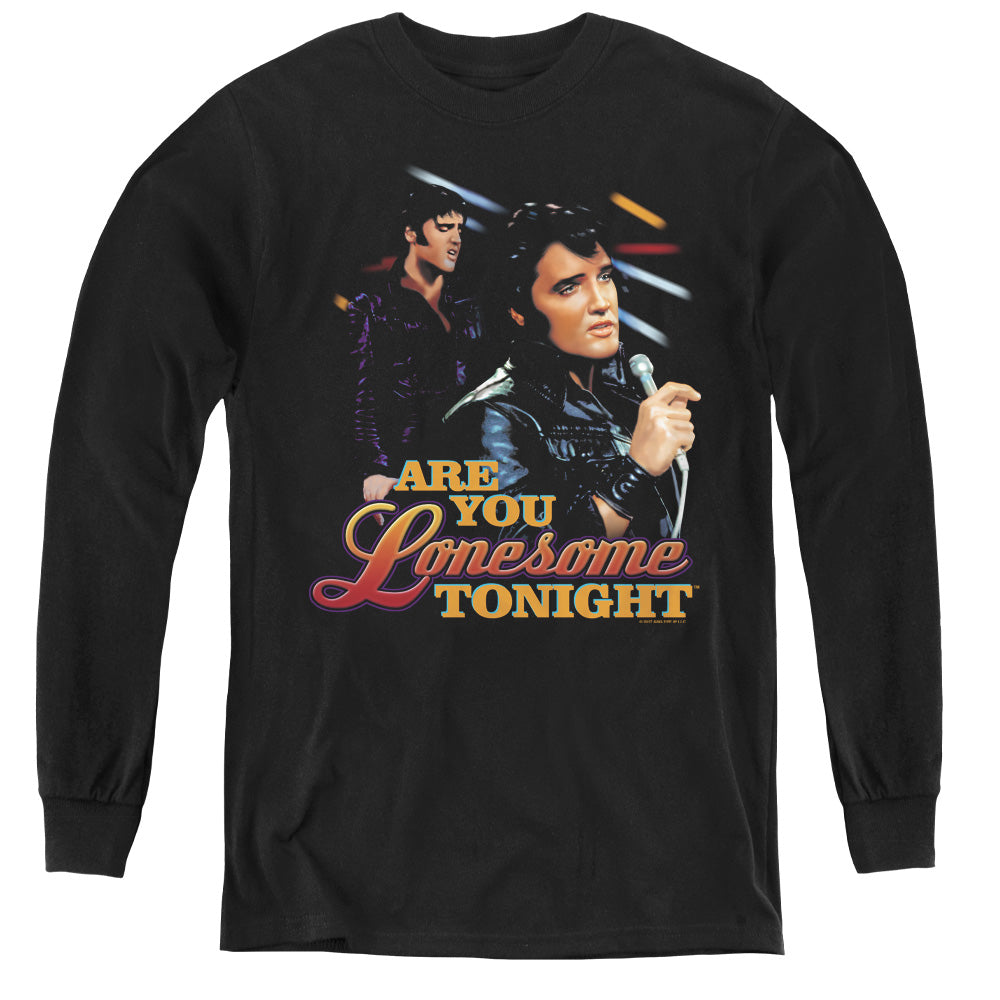 Elvis Presley Are You Lonesome Long Sleeve Kids Youth T Shirt Black