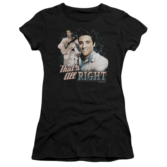 Elvis Presley Thats All Right Junior Sheer Cap Sleeve Womens T Shirt Black