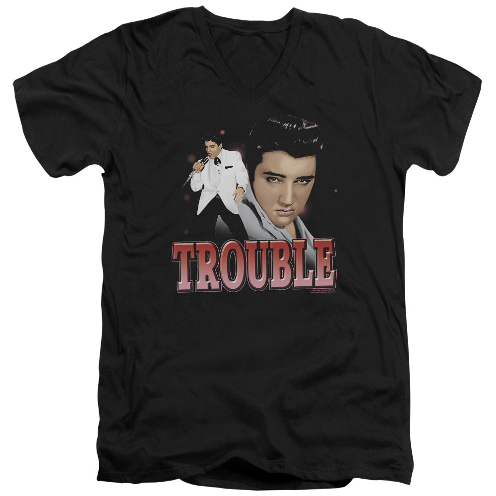 Elvis Presley Trouble Mens Slim Fit V-Neck T Shirt Black