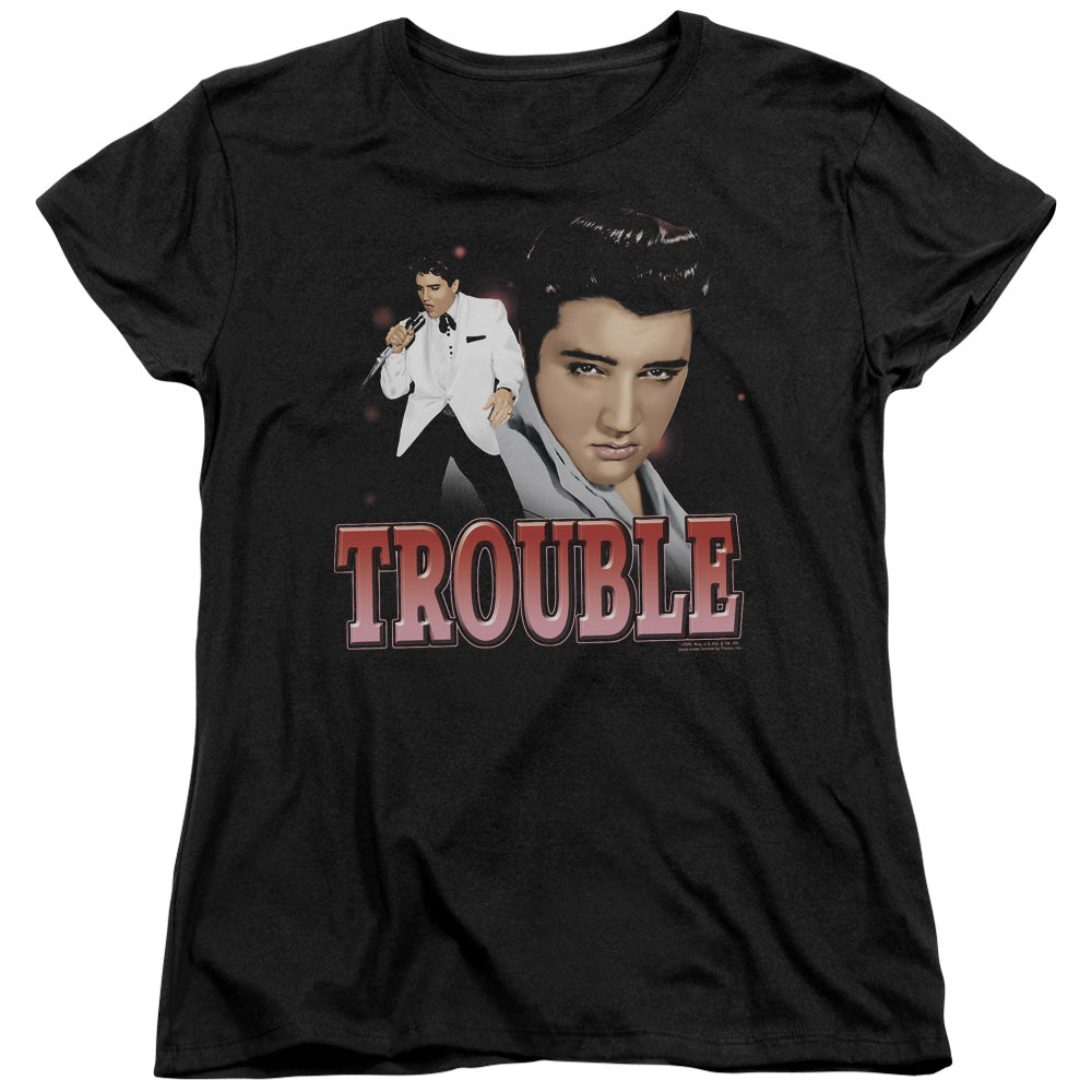 Elvis Presley Trouble Womens T Shirt Black