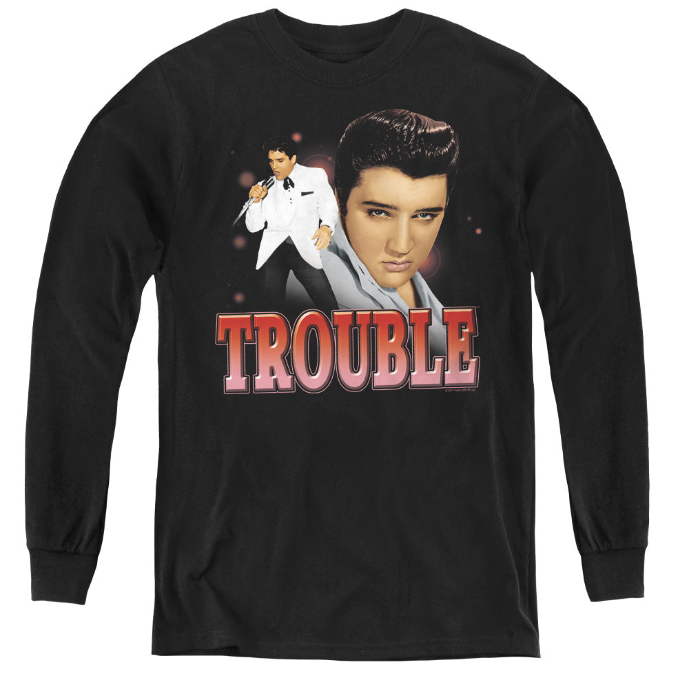 Elvis Presley Trouble Long Sleeve Kids Youth T Shirt Black