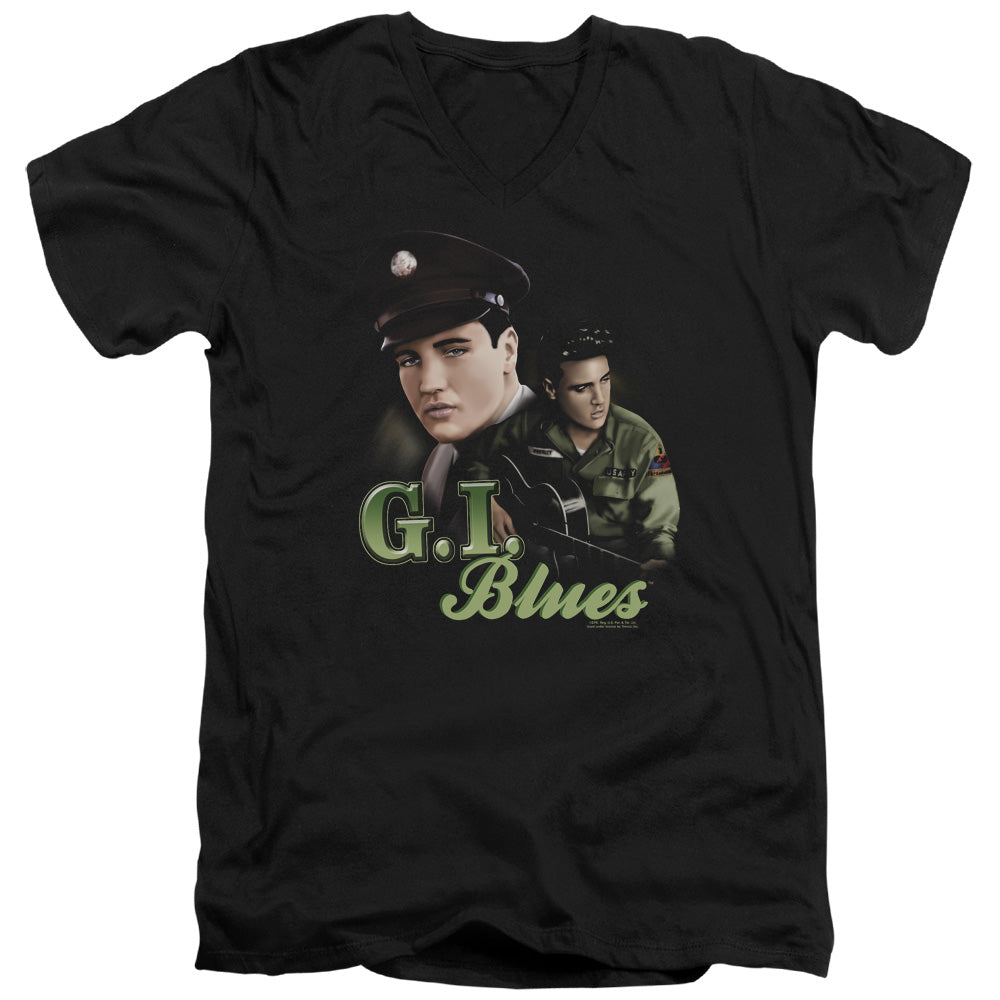 Elvis Presley G I Blues Mens Slim Fit V-Neck T Shirt Black