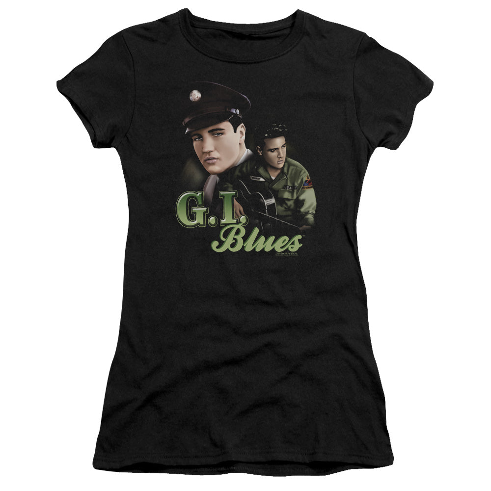 Elvis Presley G I Blues Junior Sheer Cap Sleeve Womens T Shirt Black