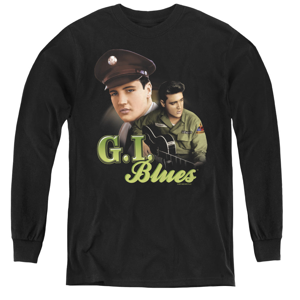 Elvis Presley G I Blues Long Sleeve Kids Youth T Shirt Black