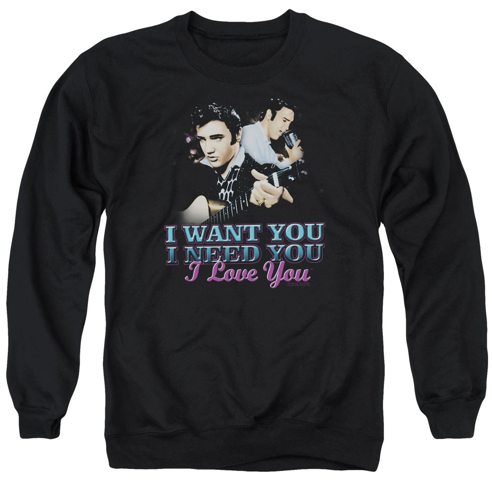 Elvis Presley I Want You Mens Crewneck Sweatshirt Black