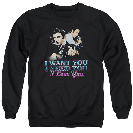 Elvis Presley I Want You Mens Crewneck Sweatshirt Black