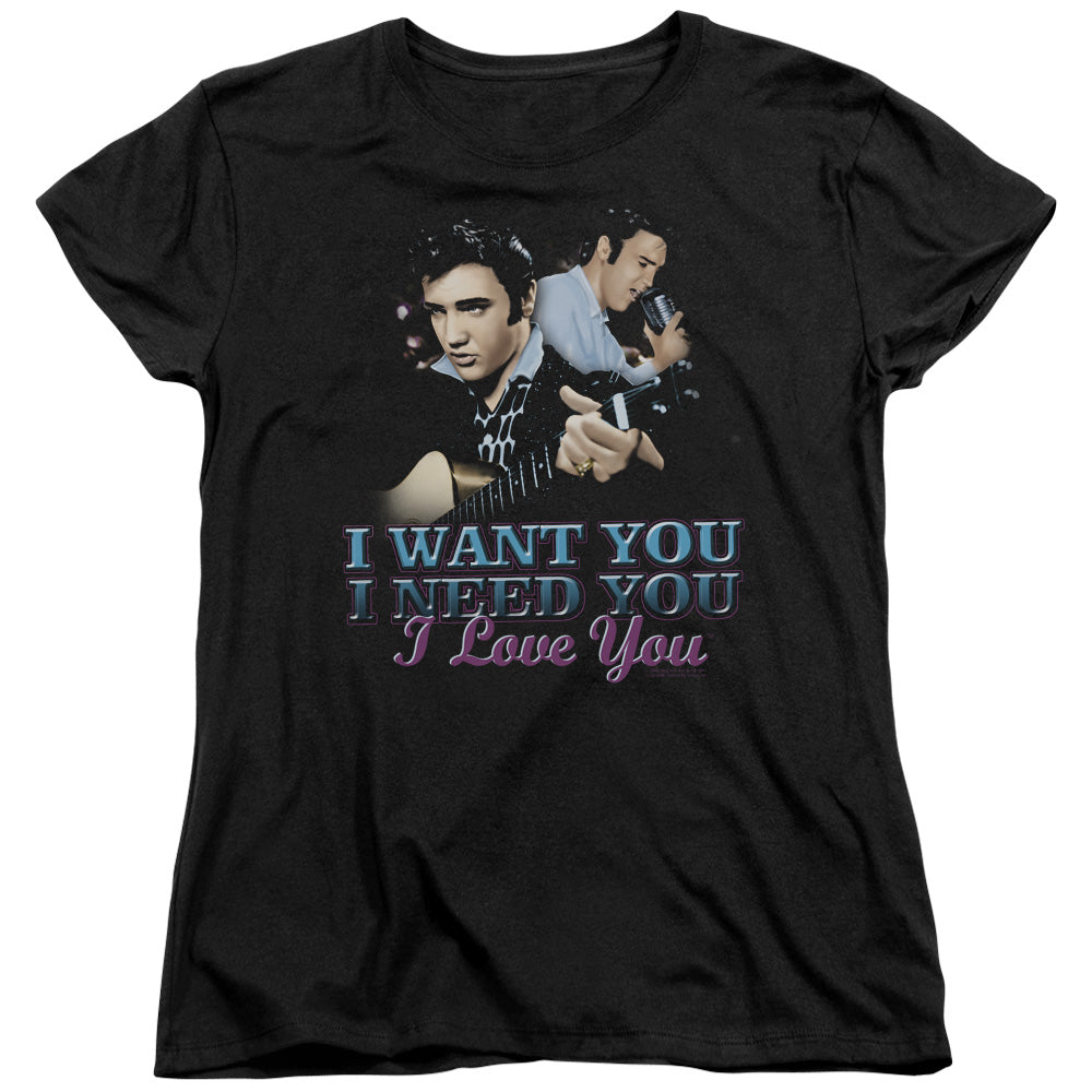 Elvis Presley I Want You Womens T Shirt Black