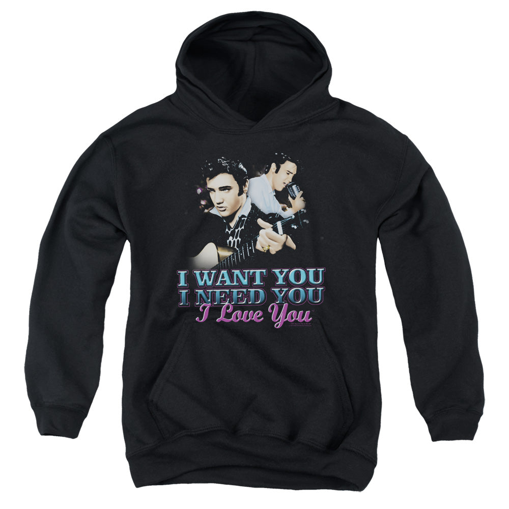 Elvis Presley I Want You Kids Youth Hoodie Black