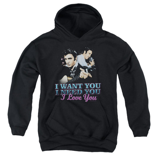 Elvis Presley I Want You Kids Youth Hoodie Black