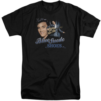 Elvis Presley Blue Suede Shoes Mens Tall T Shirt Black