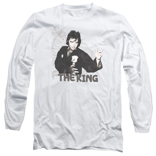 Elvis Presley Fighting King Mens Long Sleeve Shirt White