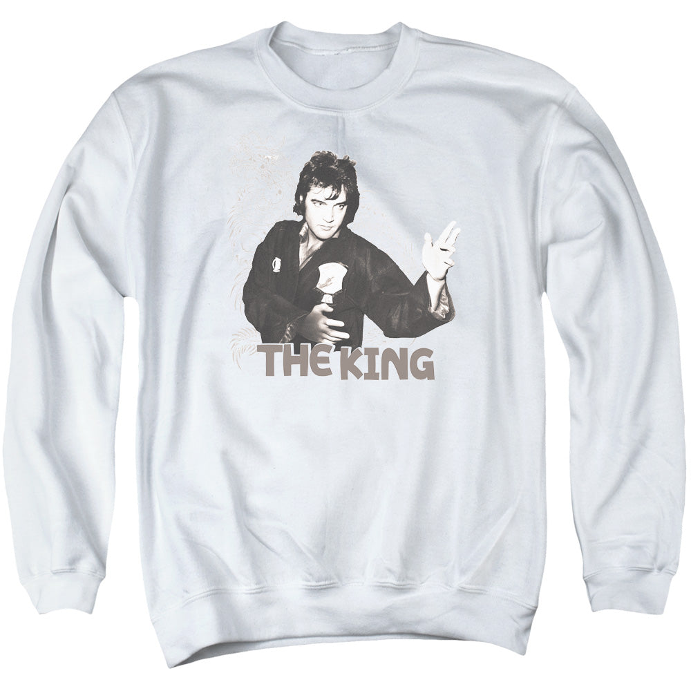 Elvis Presley Fighting King Mens Crewneck Sweatshirt White