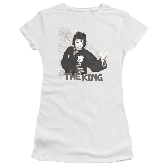 Elvis Presley Fighting King Junior Sheer Cap Sleeve Womens T Shirt White