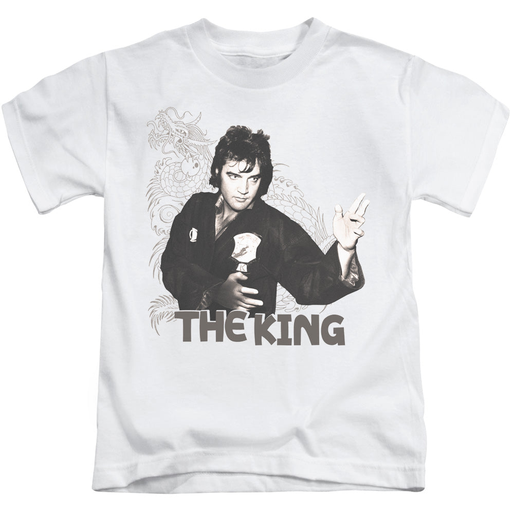 Elvis Presley Fighting King Juvenile Kids Youth T Shirt White 