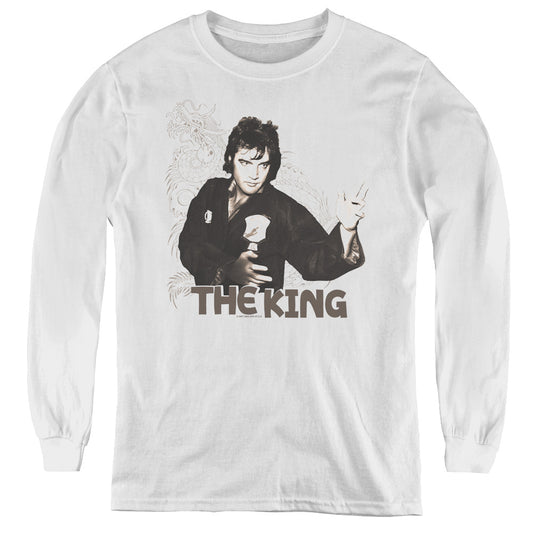 Elvis Presley Fighting King Long Sleeve Kids Youth T Shirt White