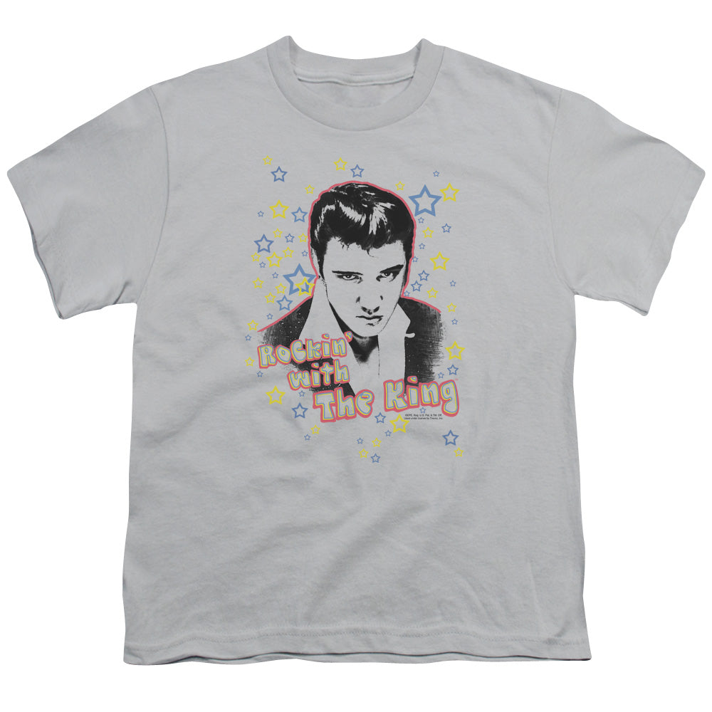 Elvis Presley Rockin With the King Kids Youth T Shirt Silver