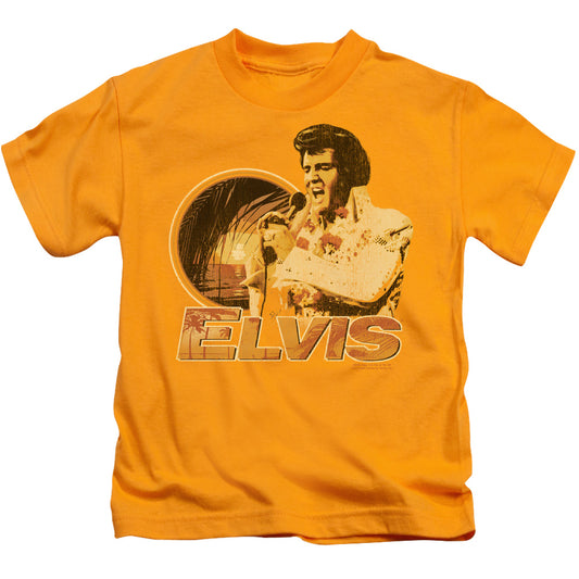 Elvis Presley Singing Hawaii Style Juvenile Kids Youth T Shirt Gold 