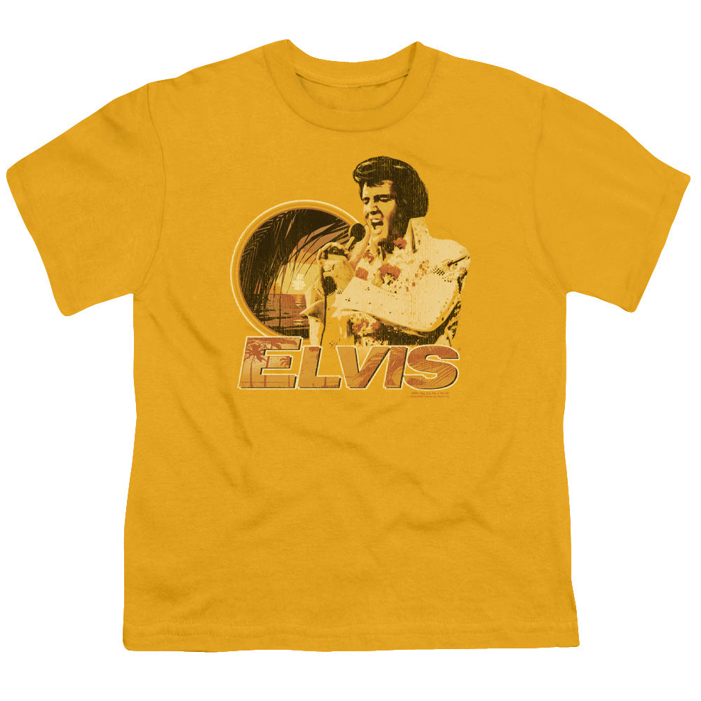 Elvis Presley Singing Hawaii Style Kids Youth T Shirt Gold