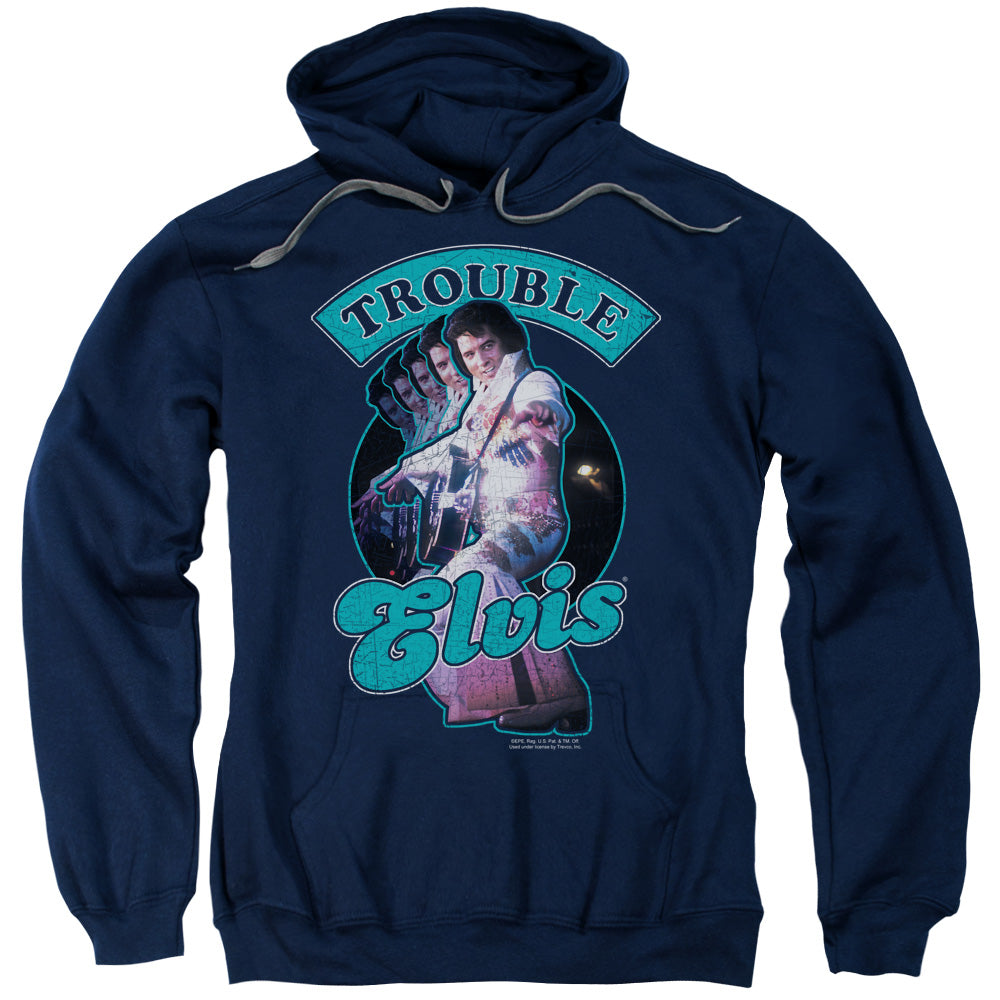 Elvis Presley Total Trouble Mens Hoodie Navy