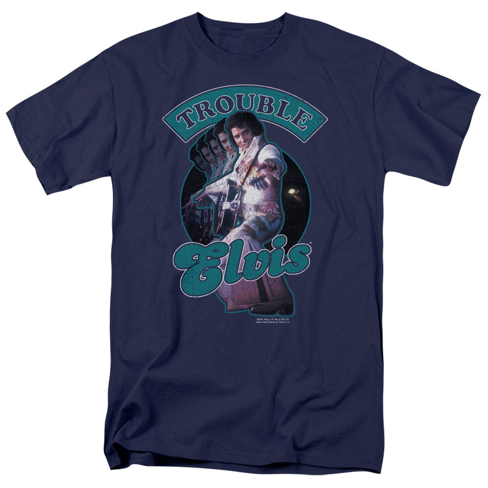 Elvis Presley Total Trouble Mens T Shirt Navy