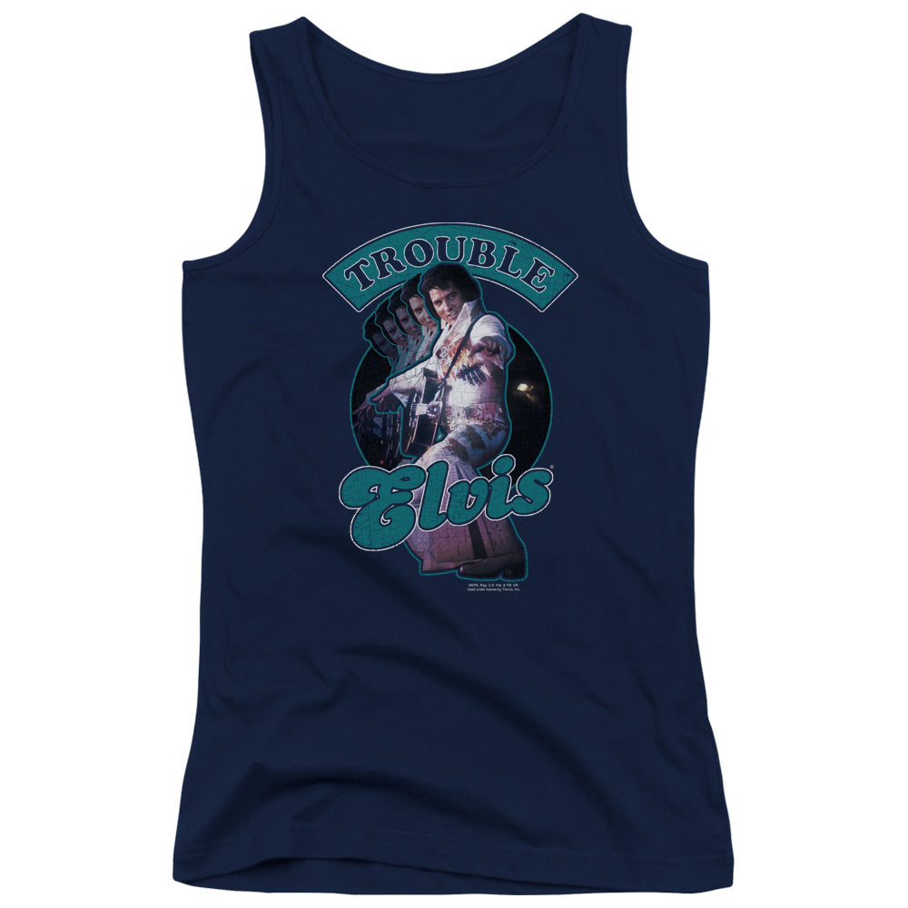 Elvis Presley Total Trouble Womens Tank Top Shirt Navy