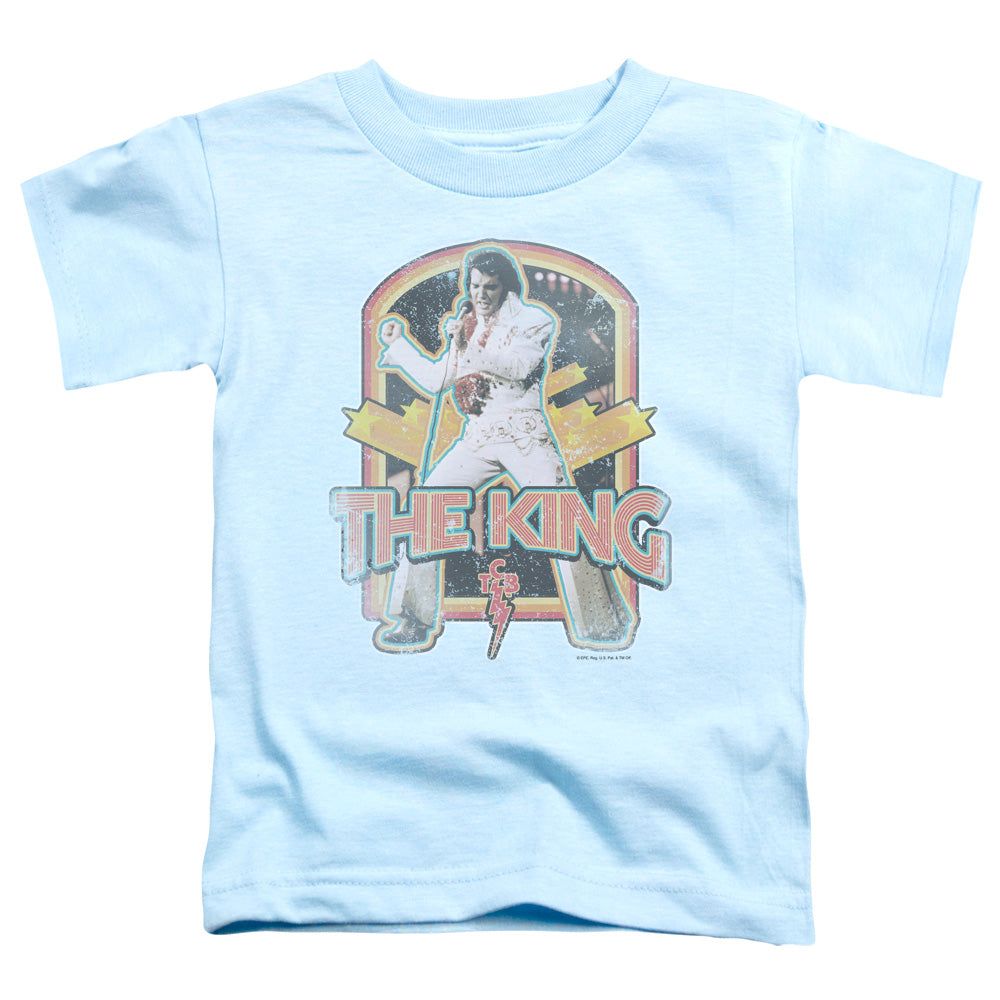 Elvis Presley Distressed King Toddler Kids Youth T Shirt Light Blue