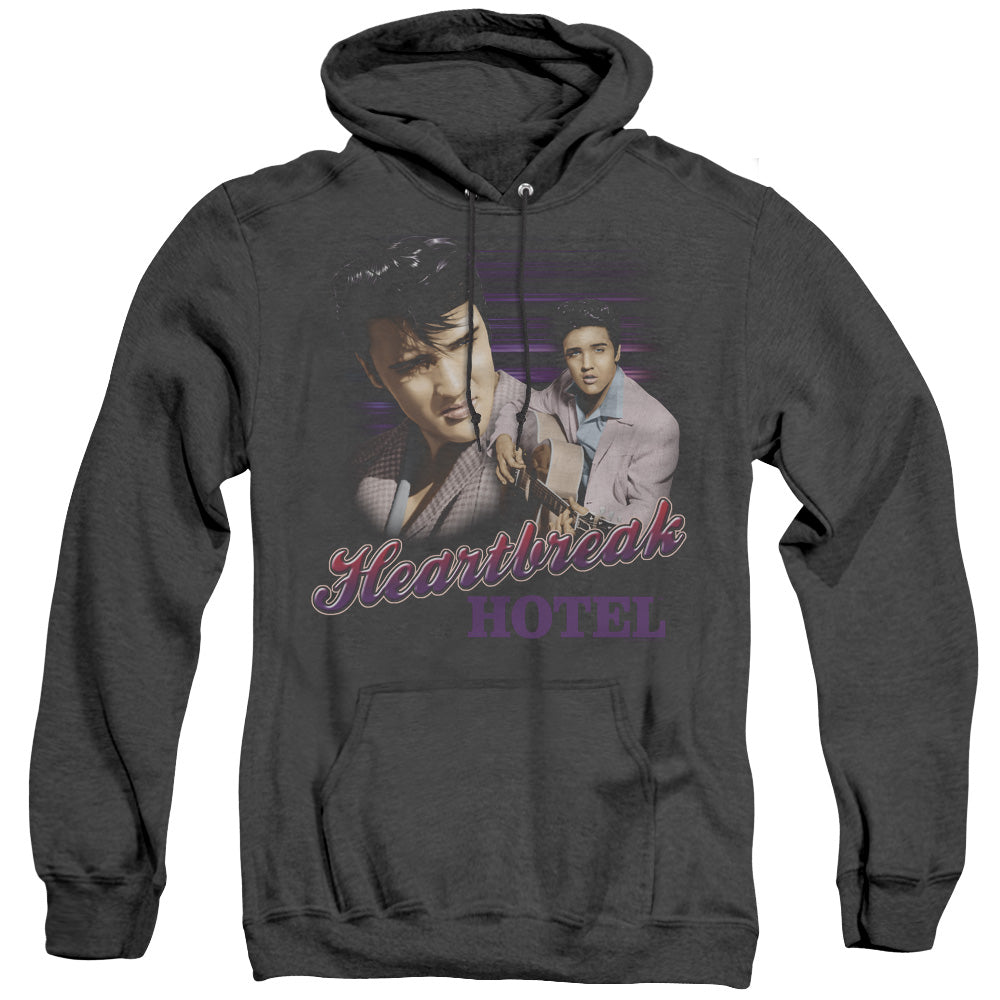 Elvis Presley Heartbreak Hotel Mens Heather Hoodie Black Officially Licensed