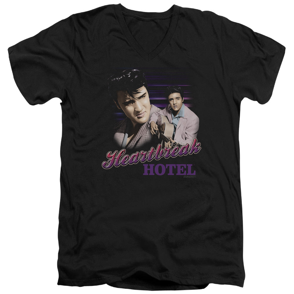 Elvis Presley Heartbreak Hotel Mens Slim Fit V-Neck T Shirt Black