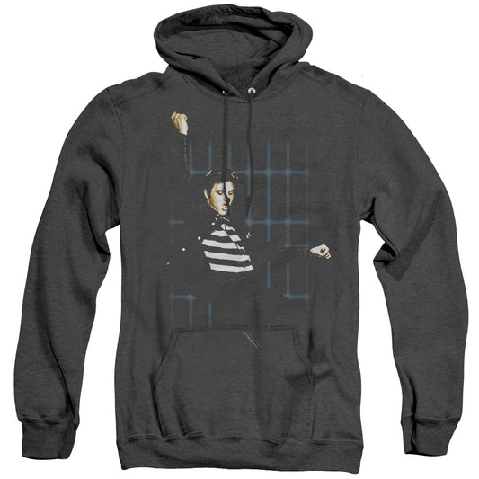 Elvis Presley Blue Bars Mens Heather Hoodie Black Officially Licensed