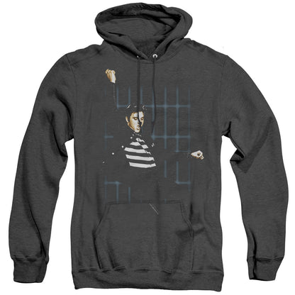 Elvis Presley Blue Bars Mens Heather Hoodie Black Officially Licensed