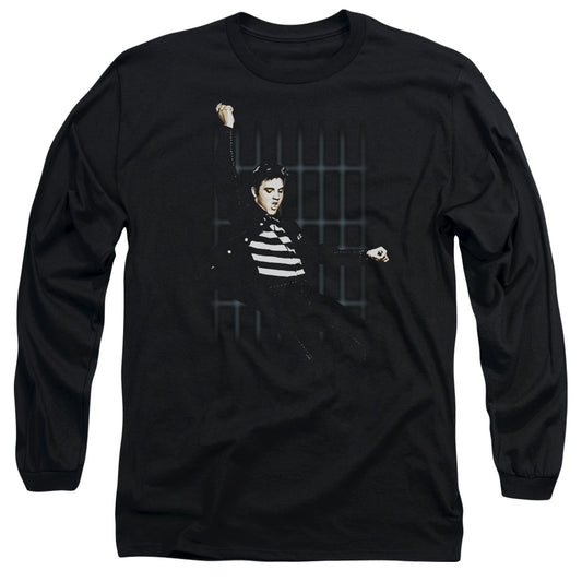 Elvis Presley Blue Bars Mens Long Sleeve Shirt Black