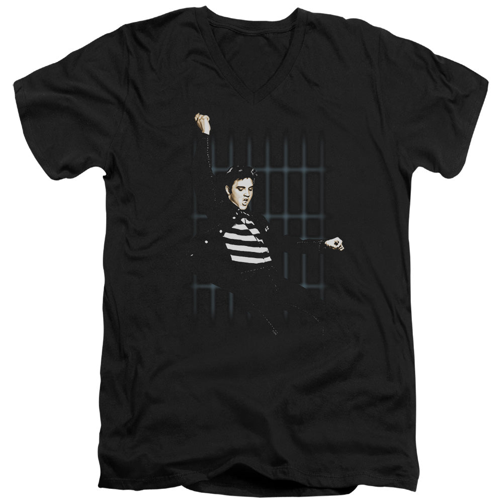 Elvis Presley Blue Bars Mens Slim Fit V-Neck T Shirt Black