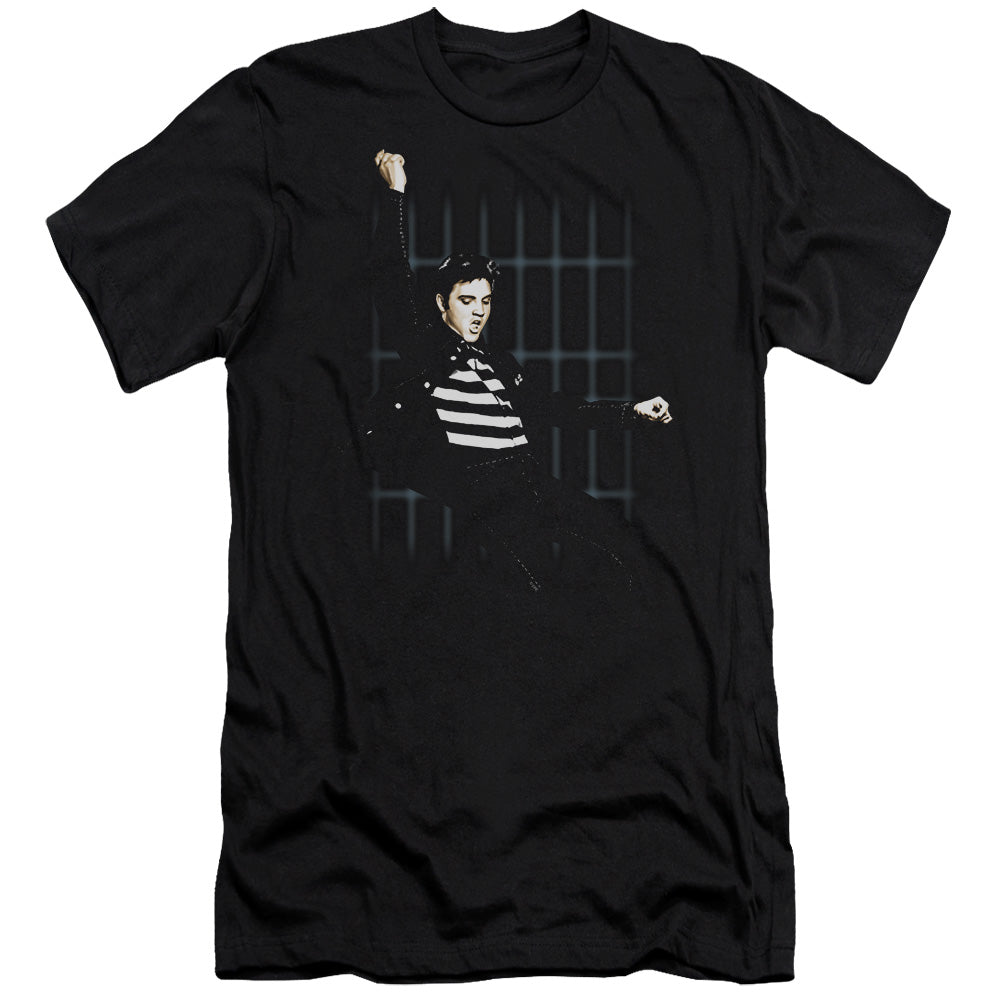 Elvis Presley Blue Bars Slim Fit Mens T Shirt Black