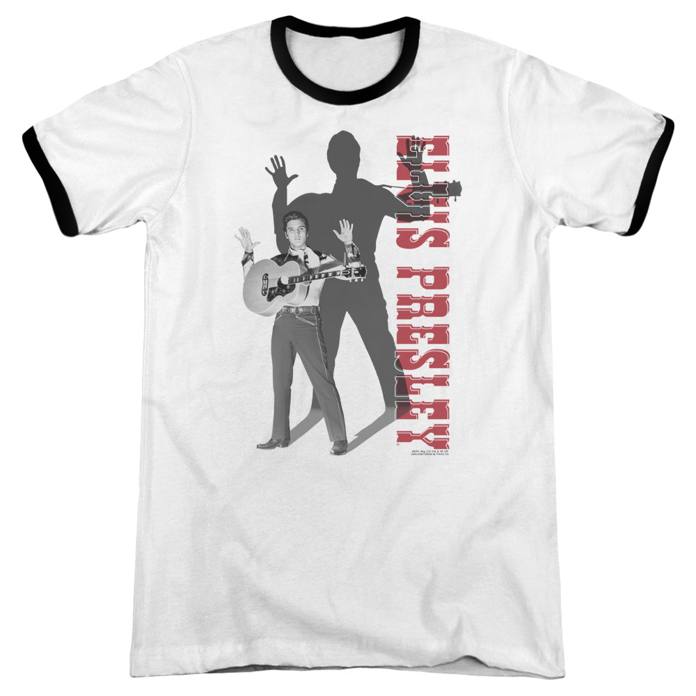 Elvis Presley Look No Hands Heather Ringer Mens T Shirt White