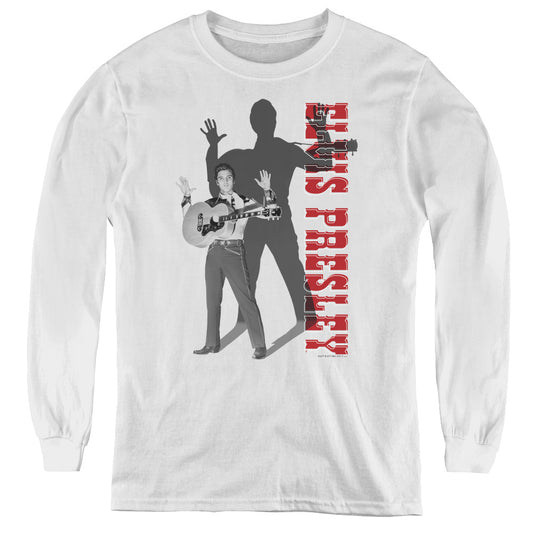 Elvis Presley Look No Hands Long Sleeve Kids Youth T Shirt White