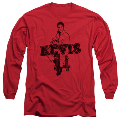 Elvis Presley Jamming Mens Long Sleeve Shirt Red