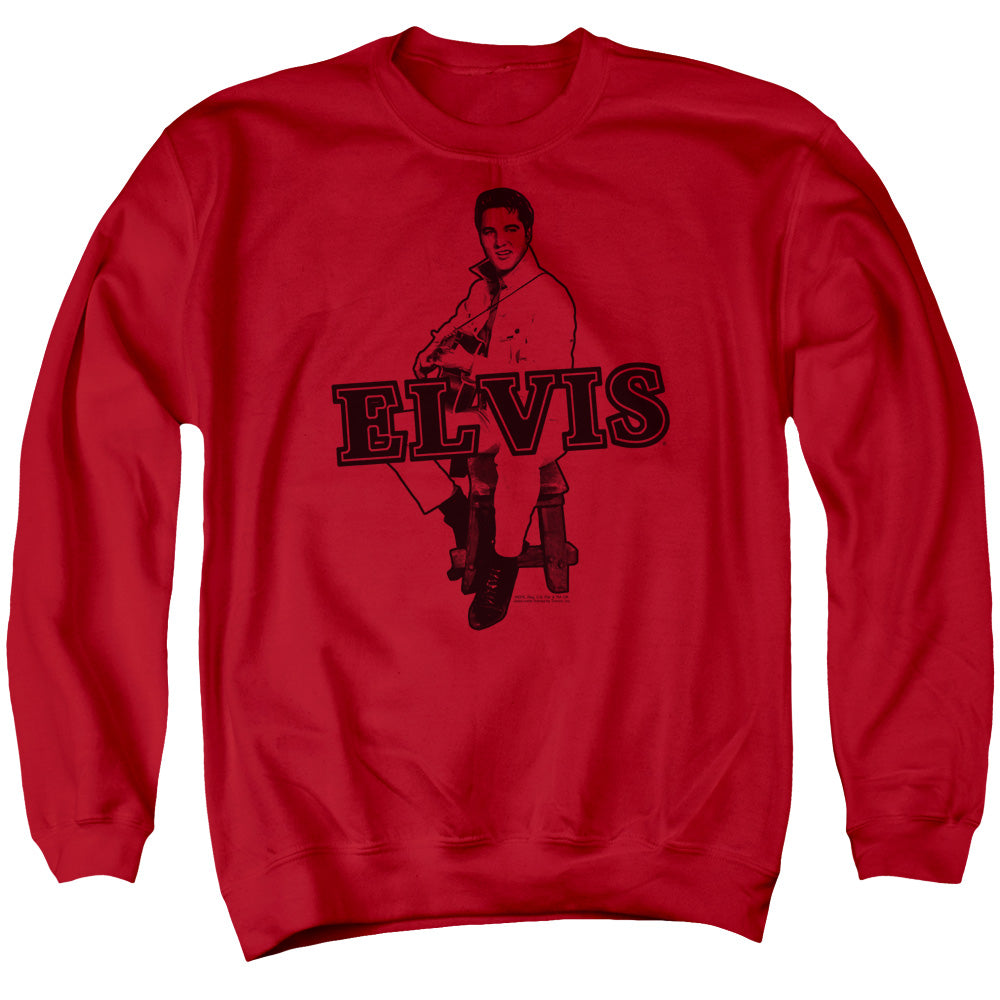 Elvis Presley Jamming Mens Crewneck Sweatshirt Red