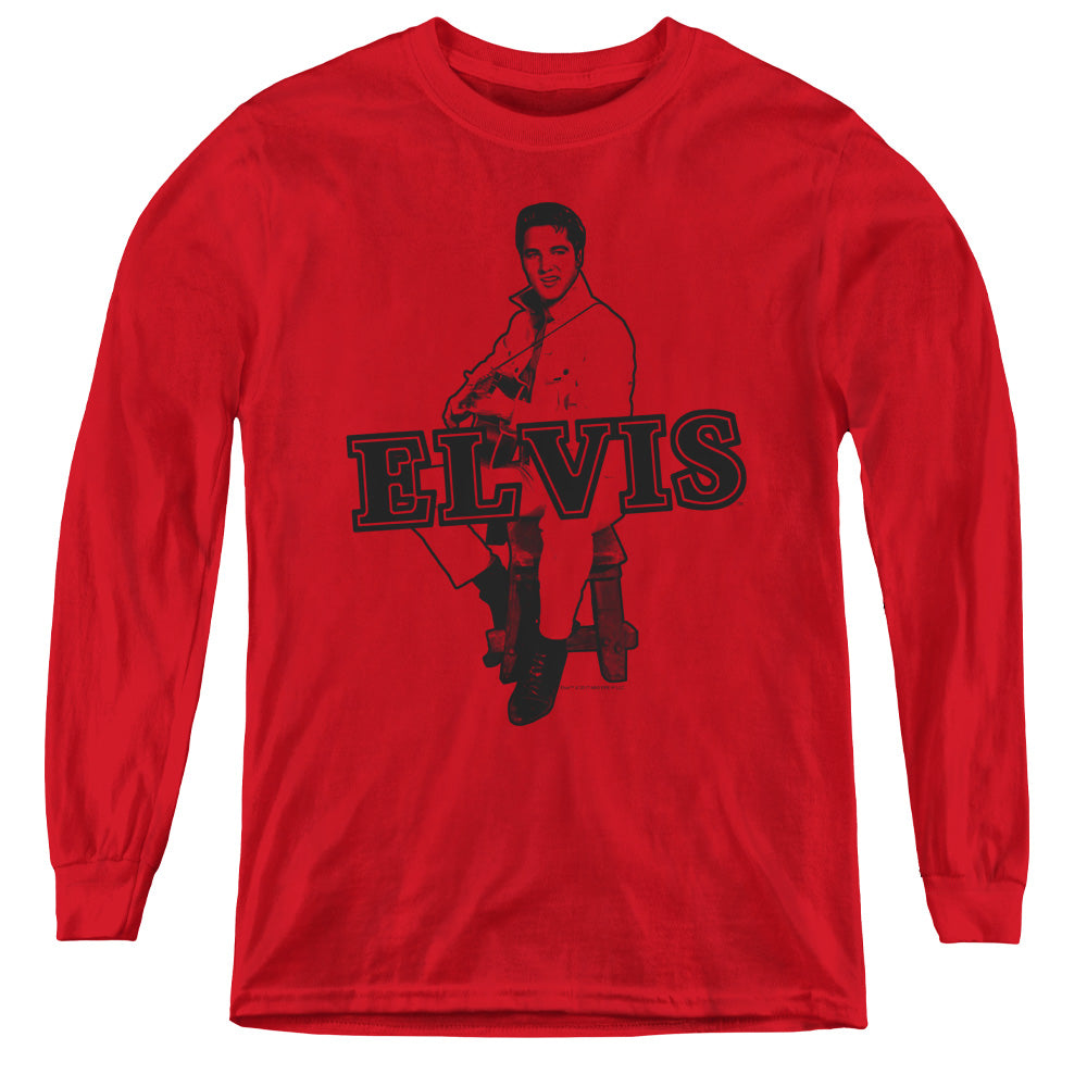 Elvis Presley Jamming Long Sleeve Kids Youth T Shirt Red