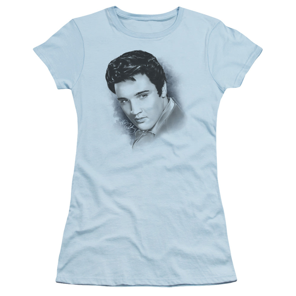 Elvis Presley Dreamy Junior Sheer Cap Sleeve Womens T Shirt Light Blue