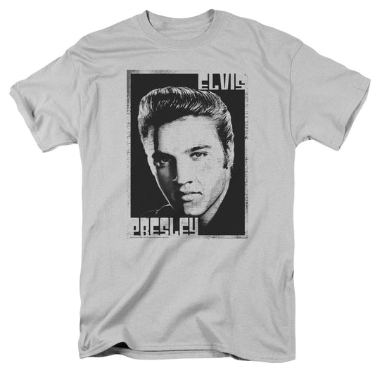 Elvis Presley Graphic Portrait Mens T Shirt Silver