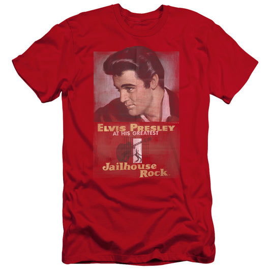 Elvis Presley Jailhouse Rock Poster Premium Bella Canvas Slim Fit Mens T Shirt Red